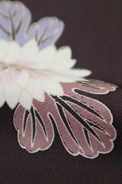 付下げ 袷 地紋 花唐草 鳥 草花 型染 ブラック グレー ブラウン 暈し 付下げ 袷 地紋 花唐草 鳥 草花 型染 ブラック グレー ブラウン 暈し