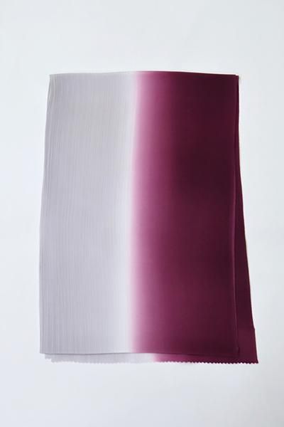 G-2171】京都衿秀 帯揚げ 縮緬と楊柳の竪暈かし 葡萄色×霞色 - 銀座