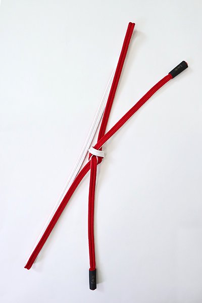【G-2142】京都 衿秀製 帯締め 冠組  白色×赤色