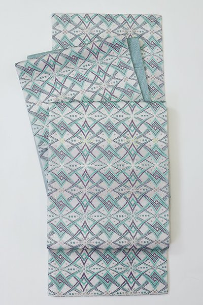 銀座【L-6400】金華山織 袋帯 多彩な横段に幾何文 - 銀座きもの青木 