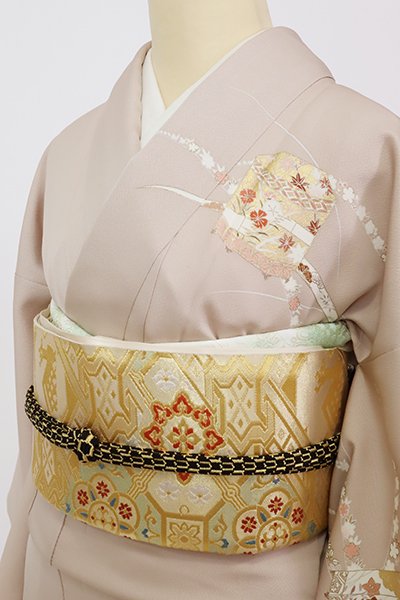 銀座【L-6416】西陣 川島織物製 本袋帯 金色 蜀江華文（落款入