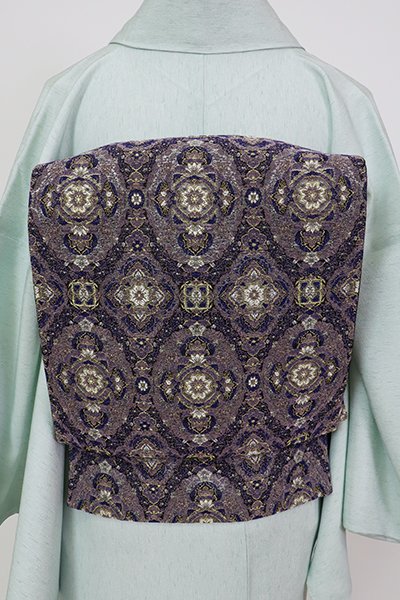銀座【L-6420】金華山織 袋帯 深紫色 装飾華文