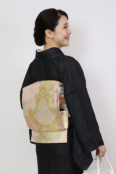 あおき【L-6365】西陣 川島織物製 袋帯 洗柿色 欧風装飾文（落款入）