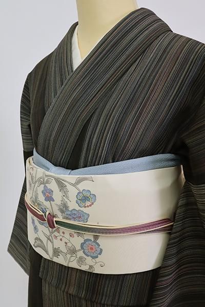 503mn34◇銀座きしや 塩瀬 儚げ 小花文様 くすみ系カラー 名古屋帯◇美品 503mn34◇銀座きしや 塩瀬 儚げ 小花文様 くすみ系カラー 名古屋