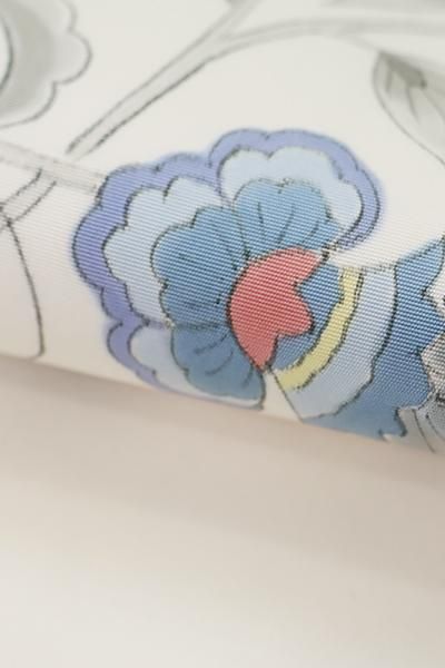 銀座【K-8598】塩瀬 染名古屋帯 胡粉色 更紗花文 - 銀座きもの