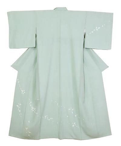 銀座【B-3259】絞り染め 付下げ 青磁鼠色 抽象文 - 銀座きもの青木