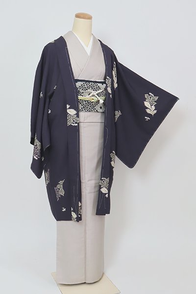 銀座【E-1692】（細め）羽織 青褐色 菊の図