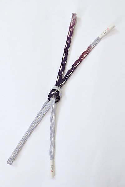 【G-2231】京都衿秀製 手組帯締め 変わり貝の口 濃い紫紺色×藤色 二色暈かし