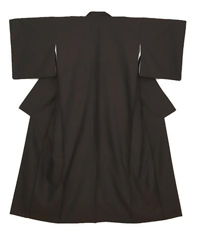 銀座【A-3705】西陣御召 赤墨色 七宝繋ぎ文（反端付） - 銀座