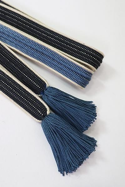 J-2240】京都衿秀 帯締め 綾竹組 濡羽色×青藍色 二色暈かし - 銀座