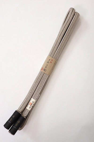 【G-2261】京都 衿秀製 帯締め 冠組 茶鼠色