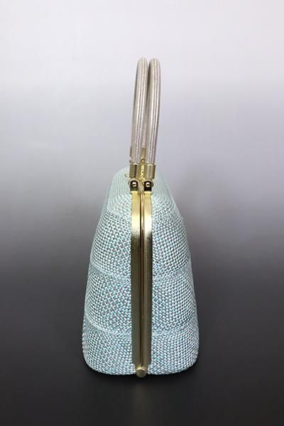 G-2288】京都 衿秀 組織り フォーマルバッグ 水色×銀色 - 銀座
