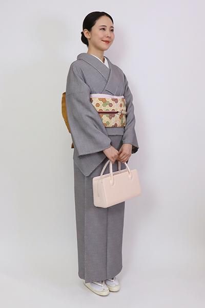 G-2312】京都衿秀 利休バッグ 淡い洗柿色 抽象文 - 銀座きもの青木 G-2312】京都衿秀 利休バッグ 淡い洗柿色 抽象文 - 銀座きもの青木