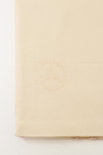 銀座【L-6581】西陣 山城機業店製 袋帯 練色 華文（落款入） - 銀座