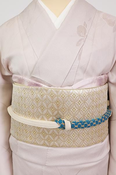 J-2344】京都 衿秀製 帯締め 亀甲組 藍色×象牙色 - 銀座きもの