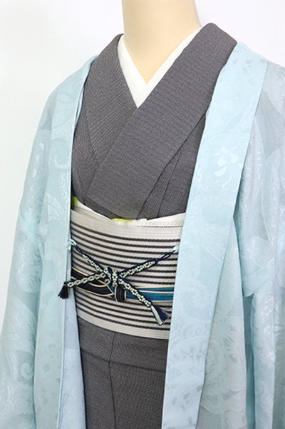 【G-2355】京都 衿秀製 羽織紐 小桜組 濃藍色×白緑色