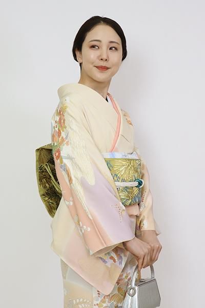 開店祝い 銀座【L-6601】西陣 川島織物製 松葉文（落款入 青朽葉色 本袋帯 着物・浴衣