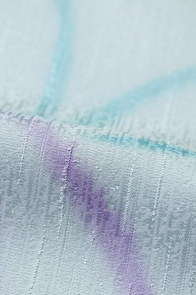 青と銀の花模様の小物入れ 銀座【C-2158】（細め）繍一ッ紋 色無地 青藤色（落款入