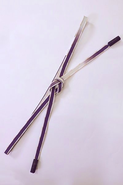 【G-2377】京都衿秀 帯締め 大和矢段組 二色暈かし 滅紫色×柳鼠色
