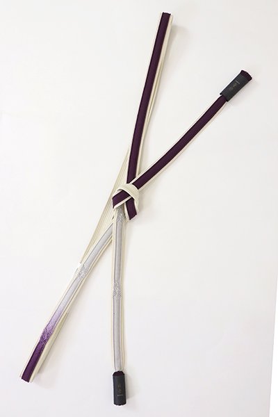 【G-2386】京都 衿秀製 帯締め 二重高麗組 柄入片暈かし 紫紺色×暁鼠色