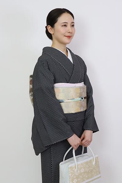 銀座【L-6550】西陣 陰山織物製 箔屋清兵衛 袋帯 利休白茶色 銀座【L-6550】西陣 陰山織物製 箔屋清兵衛 袋帯 利休白茶色