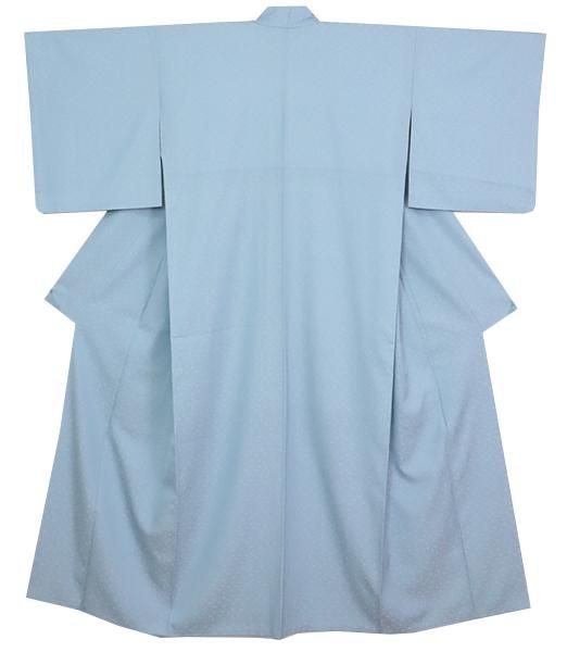 銀座【C-2397】（広め）色無地 勿忘草色 葡萄唐草の地紋 - 銀座きもの