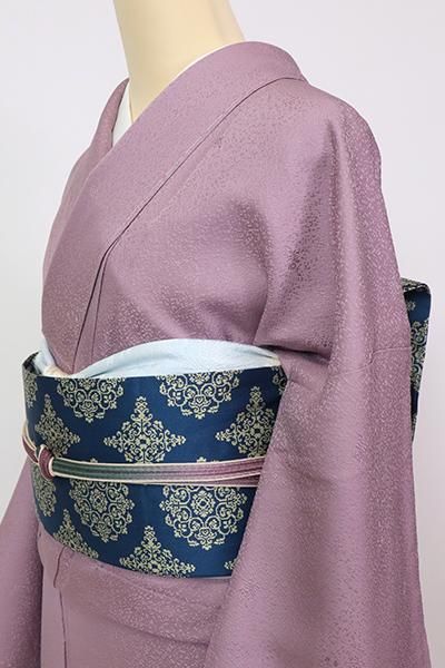 銀座【K-8697】龍村美術織物製 光波帯 紺瑠璃色 稜華文錦 - 銀座