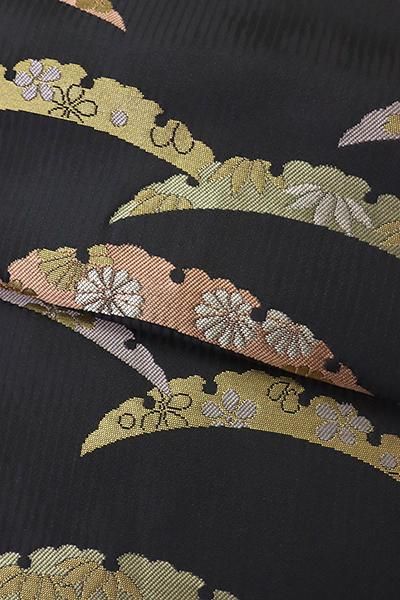 袋帯 唐草華文 黒青 青ラメ箔 お仕立て込み 袋帯 唐草華文 黒青 青ラメ箔 お仕立て込み