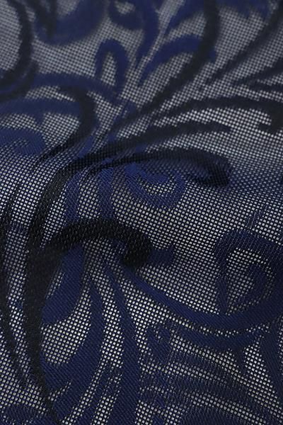 特選総刺繍紋意匠小紋着尺 「レース華文・鉛色」 幅広い場で重宝