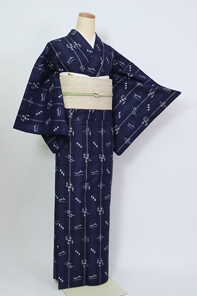 しつけ付　超美品　単衣　本場琉球絣　伝統工芸品 着物　絣　正絹　トールサイズ