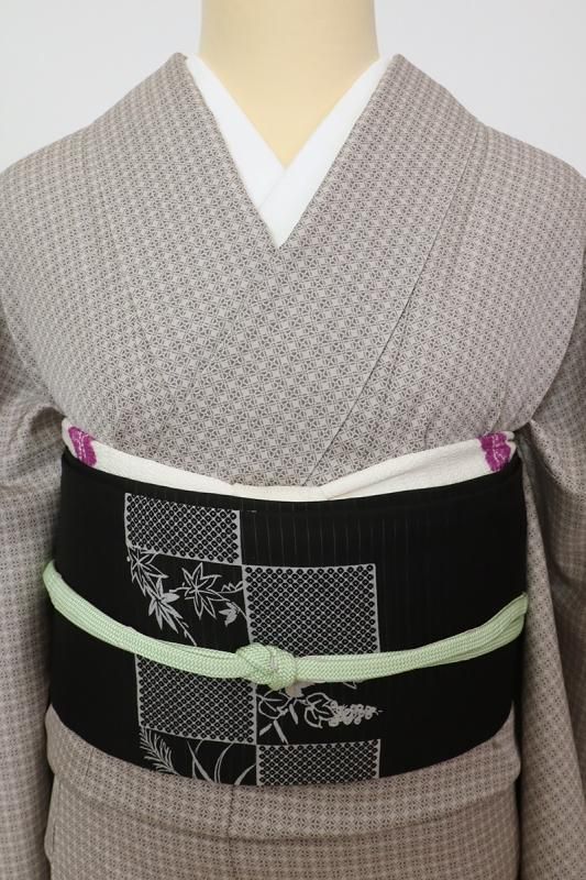 名古屋帯 塩瀬 花模様 たたき染 着物 014w