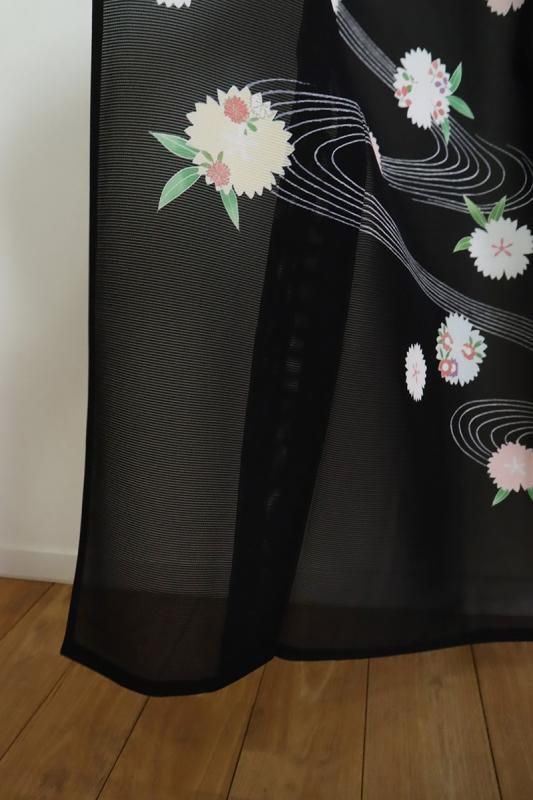 〇【最終値下げ】406mh43〇夏物 付下げ 絽 菖蒲 銀彩 黒 重ね衿付〇美品 〇【最終値下げ】406mh43〇夏物 付下げ 絽 菖蒲 銀彩 黒 重ね衿