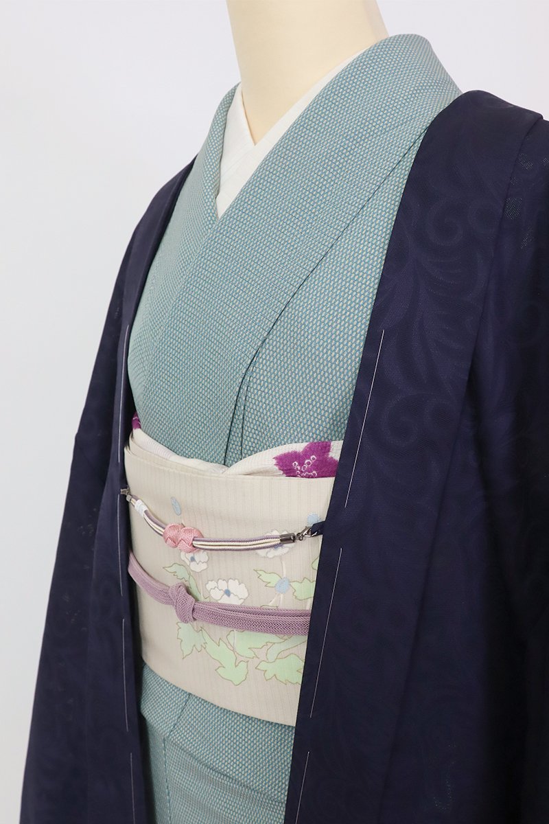 【G-2510】小田巻 マグネット羽織紐　藤紫色×鴇浅葱色