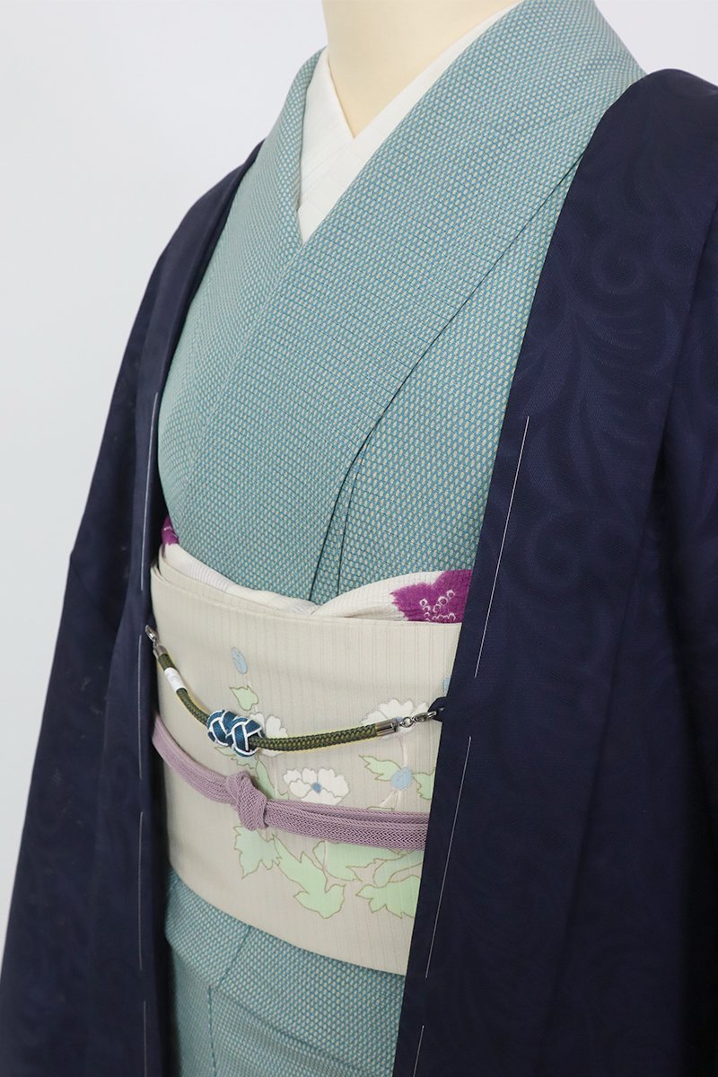 【G-2515】小田巻 マグネット羽織紐　草色×青藍色