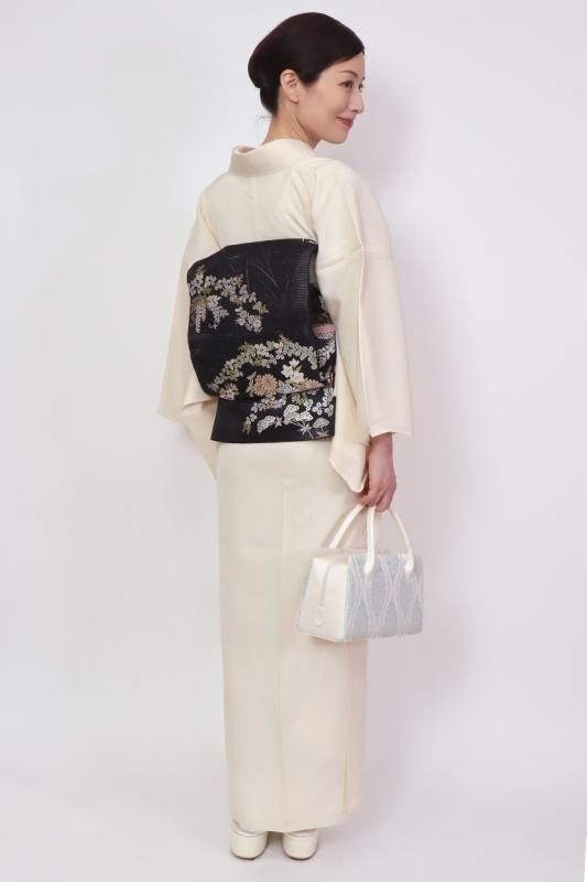 銀座【C-2496】絽 江戸小紋 鳥の子色 行儀（反端付）（N） - 銀座