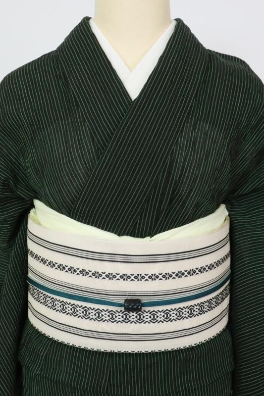 銀座【K-8990】博多織 紗献上八寸名古屋帯 練色 - 銀座きもの