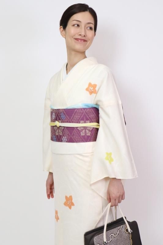 堂本印象 つづれ松 染め裂 額装 西陣 呉服屋蔵 美品(K-LC935) 銀座【L-6884】西陣 河合美術織物製 袋帯 薄香色 変わり七宝菊文