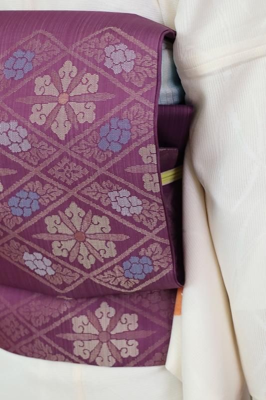 帯屋捨松 天平ぶどう華紋 西陣織 袋帯 未仕立て品 金糸 正絹 六通