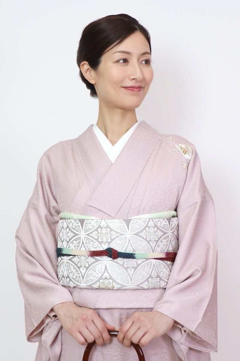 西陣織 村田織物 銀通し 鹿の子 七宝 膨れ織り 袋帯 着物 042w p
