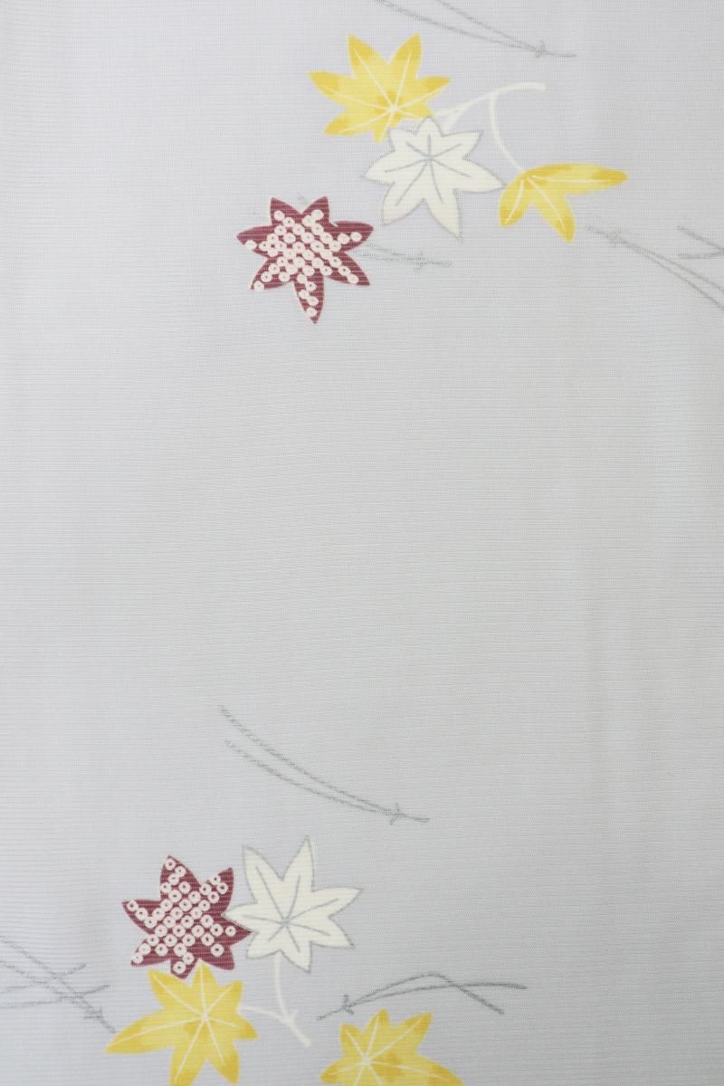 銀座【D-3275】絽 小紋 白菫色 吹き寄せ文（反端付） - 銀座きもの青木