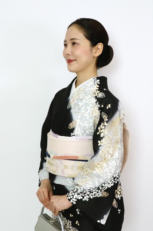 銀座【L-6793】西陣製 紗 本袋帯 淡い洗柿色 輪違い文（証紙付