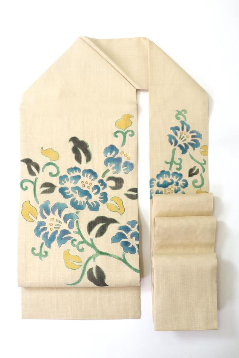 夏用名古屋帯型染　紗紬鳩柄砥の粉色　382cm 夏用名古屋帯型染 紗紬鳩柄砥の粉色 382cm