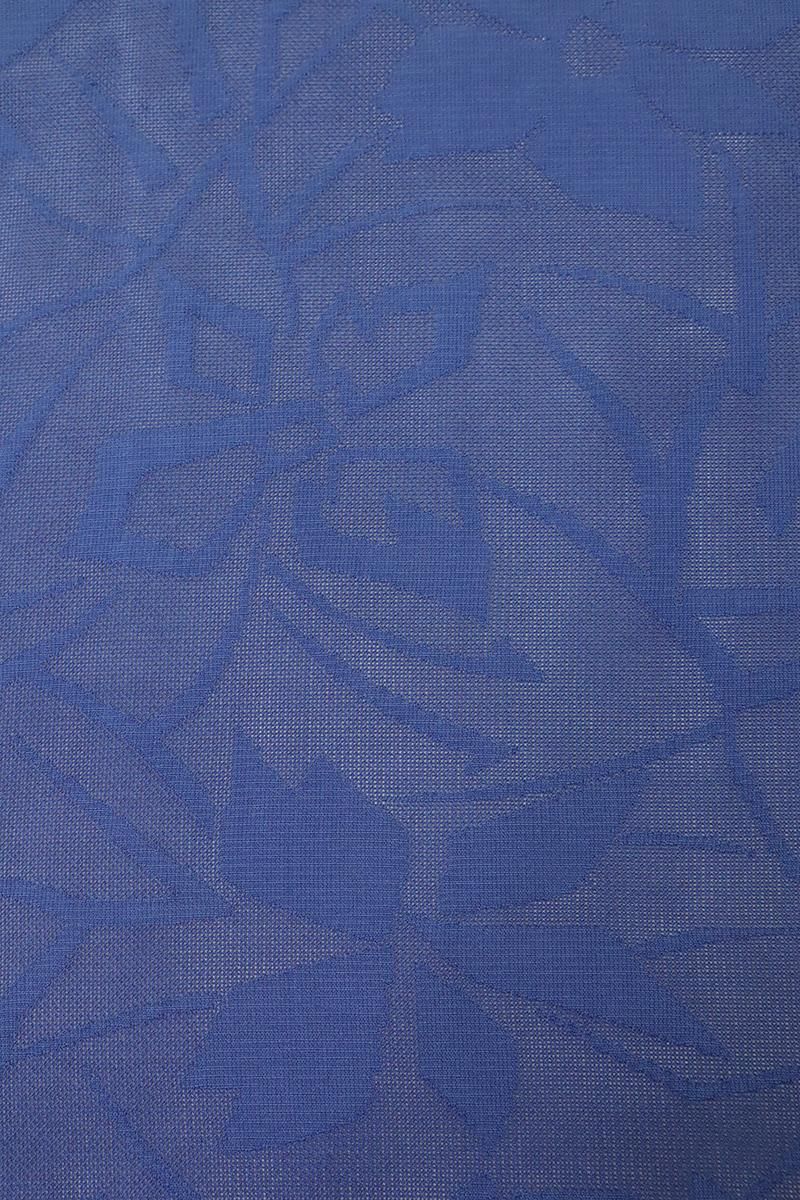 銀座【D-3295】（細め）紋紗地 小紋 紺瑠璃色 花の図 - 銀座きもの青木