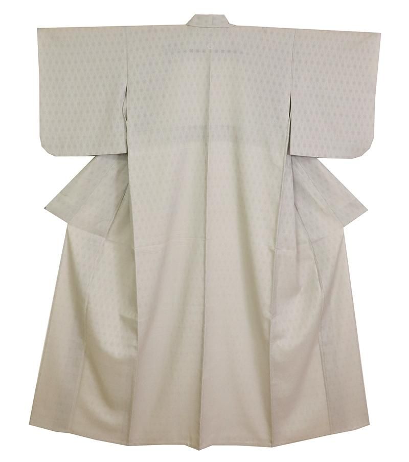 色無地　フルセット　地紋　花丸紋　花菱　草花　ベージュ　小紋　シンプル　Q1 銀座【C-2265】紋紗 色無地 木蘭色 菱の地紋（落款入） - 銀座きもの