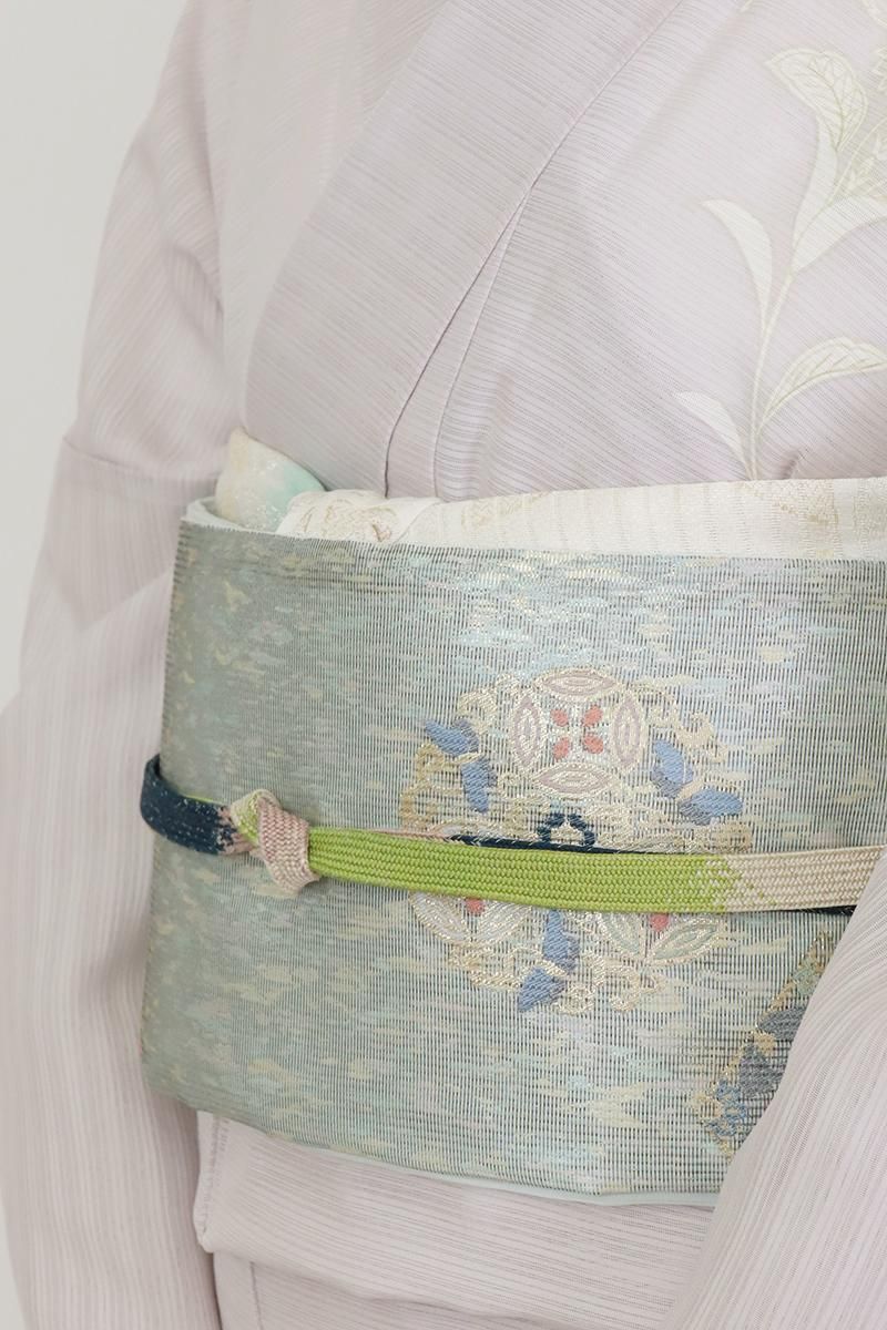 銀座【L-6805】夏 袋帯 湊鼠色 華文 - 銀座きもの青木｜長く大切に着 