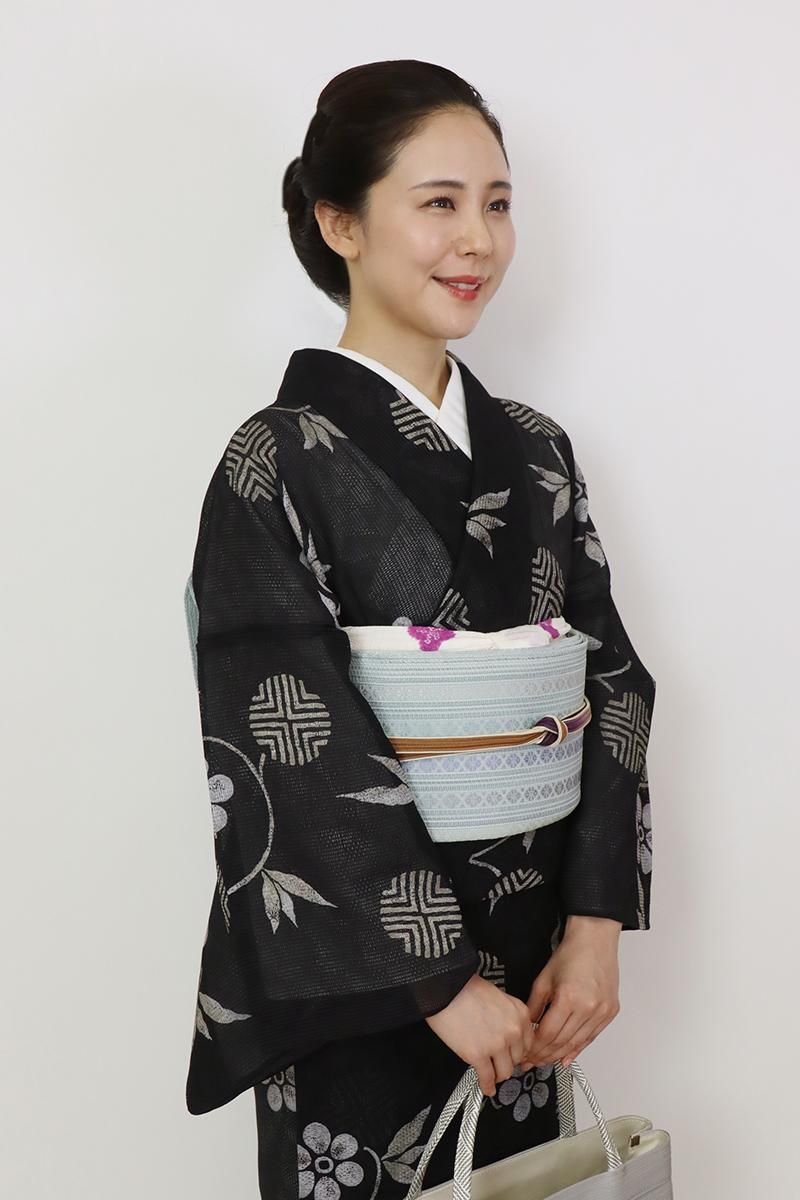 銀座【K-9060】本場筑前博多織 羅献上 開き八寸名古屋帯 湊鼠色