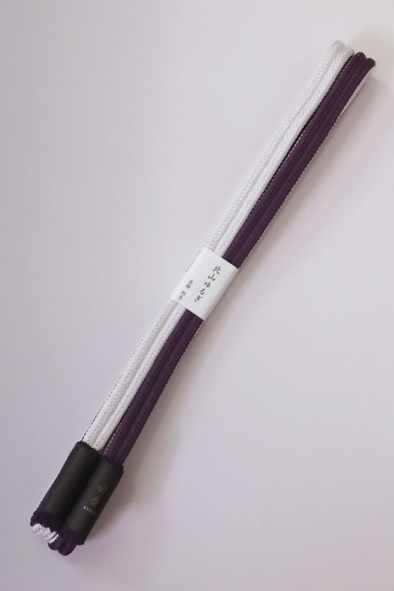 【G-2560】京都 衿秀製 帯締め ゆるぎ組 白色×深紫色