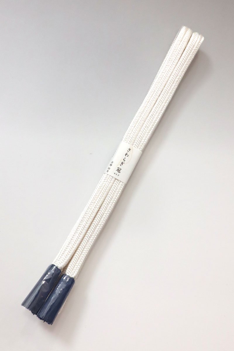 【G-2561】京都 衿秀製 帯締め 冠組 白色×留紺色