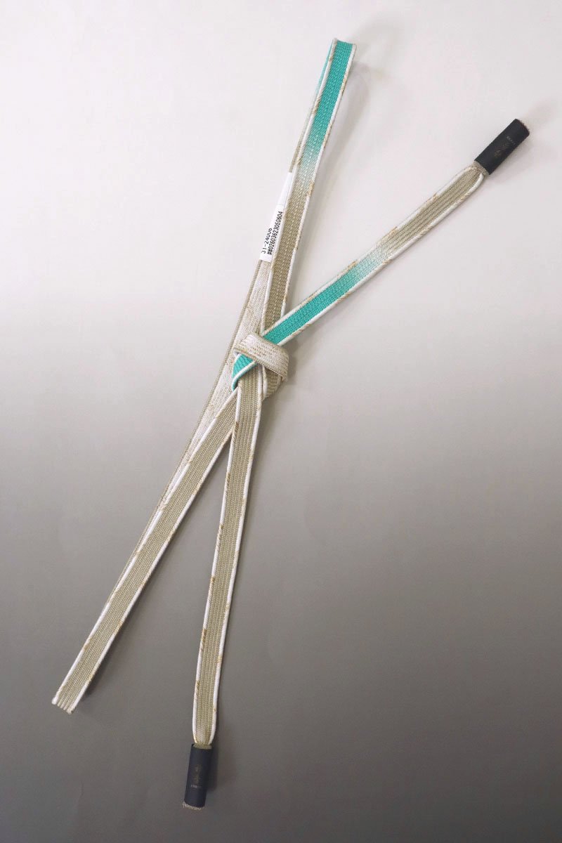 【G-2575】京都衿秀 帯締め 大和矢段組 二色暈かし 青竹色×白橡色