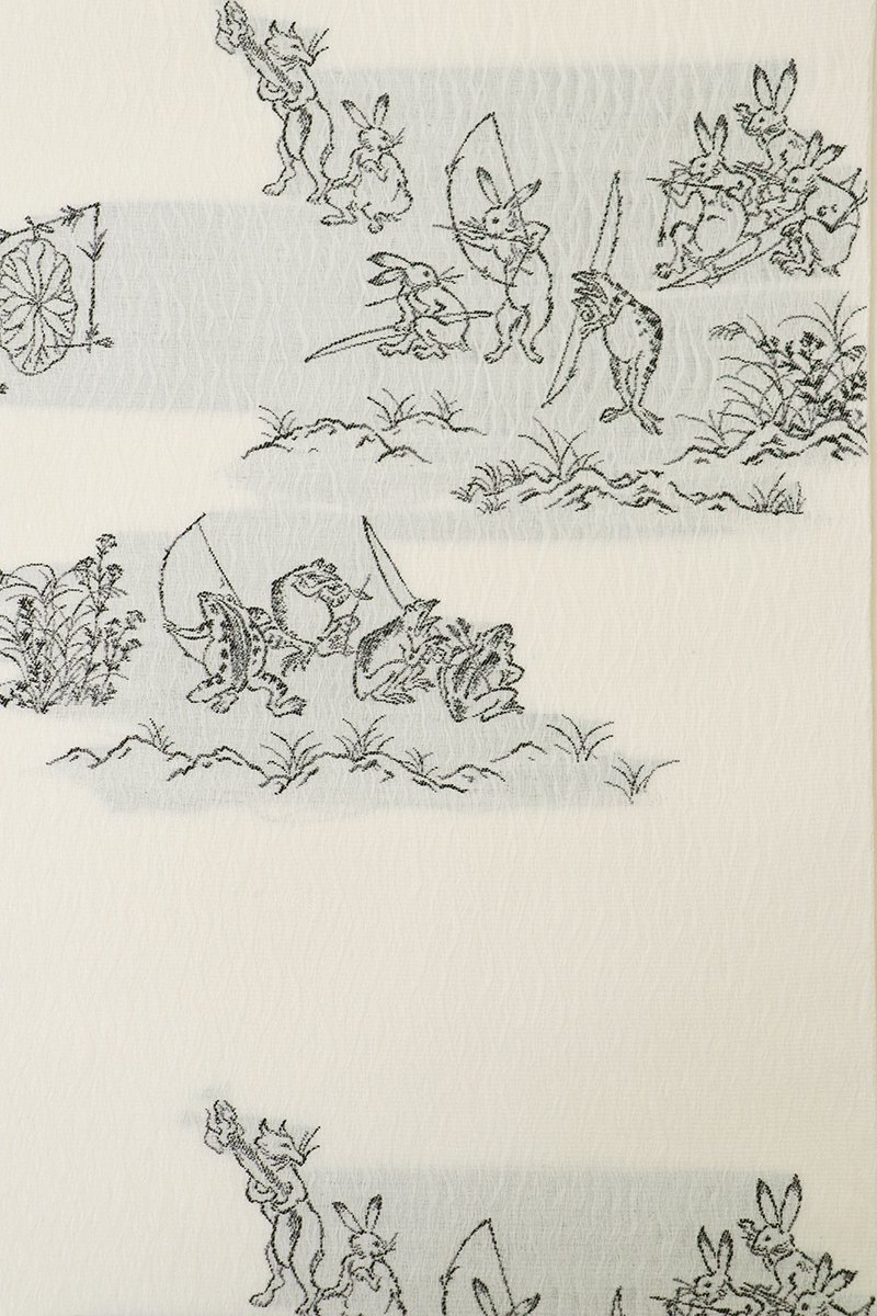 特選 鳥獣戯画 装い彩る焦茶色 袋帯 A763-13